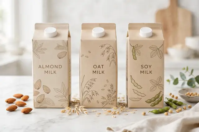 Almond milk vs oat milk labels