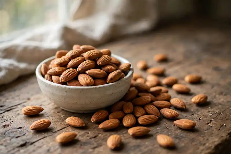 Raw almonds in a bowl