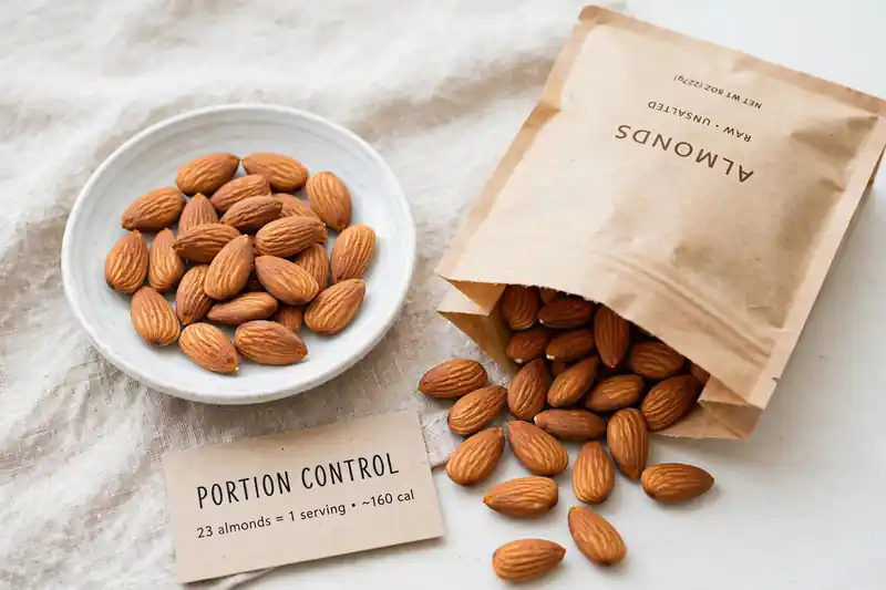 Measured portion of almonds