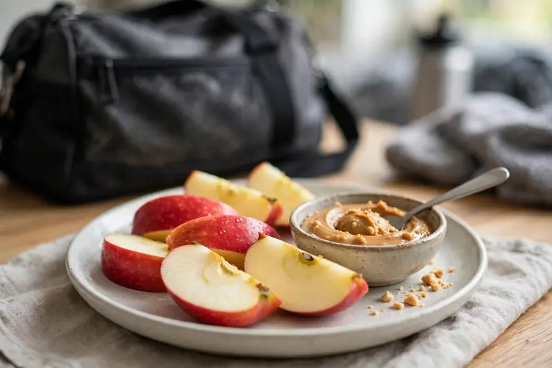 Apple slices with peanut butter