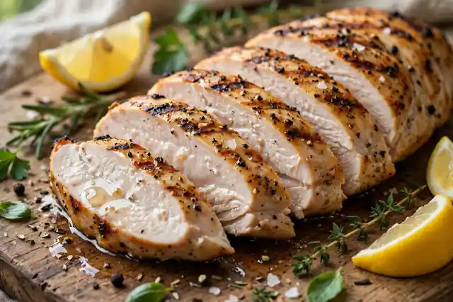 Grilled chicken breast sliced