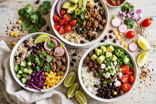 Ground beef taco bowls